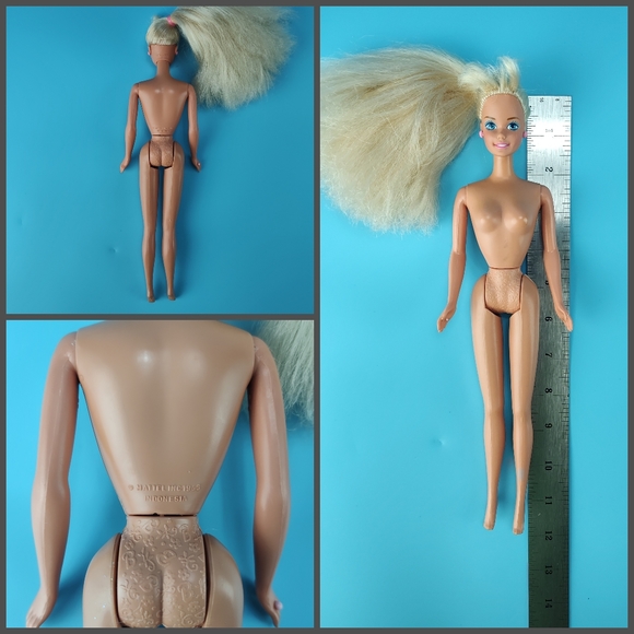 Mattel Vintage 1990s Barbie Doll 12" Bleach Blonde Hair + 1 Pc Bodysuit Shoes VG - Picture 12 of 12